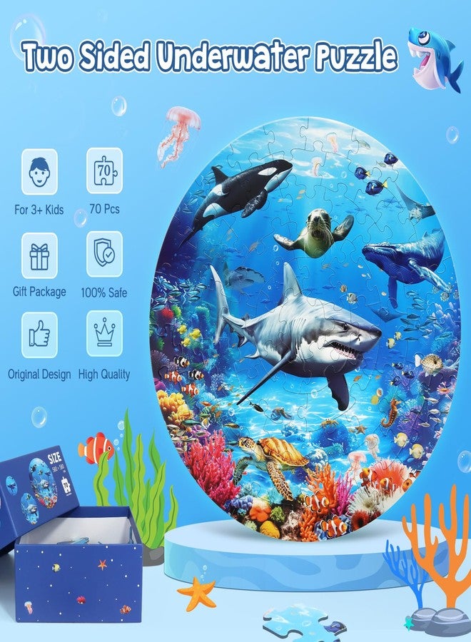 DIGOBAY Underwater Ocean Floor Puzzle for Kids Ages 4-6, Shark Toys for Boys Girls, 70 Pieces Large Jigsaw Shark Puzzles for Kids Ages 3-8, Educational Ocean Animals Toys for Birthday Christmas - Image 2